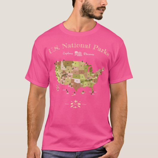 国立公園地図シャツオールアメリカ国立公園ヴィント Tシャツ (正面)