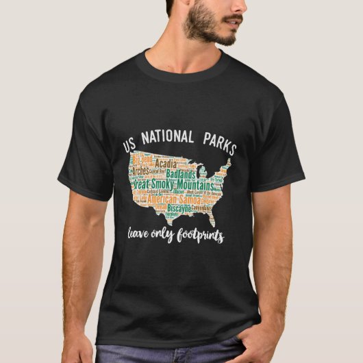 国立公園地図長袖グラフィックTシャツ Tシャツ (正面)