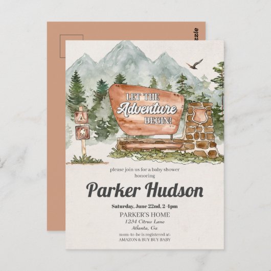 国立公園屋外ベビーシャワー招待状 ポストカード (正面/裏面)