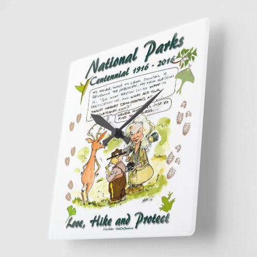 国立公園百年記念写真家漫画 スクエア壁時計 (傾斜)