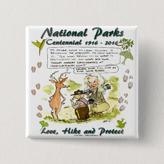 国立公園百年記念写真家漫画 缶バッジ (正面)