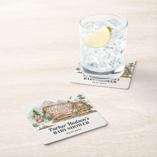 国立公園赤ちゃんシャワーパーティーコースター スクエアペーパーコースター (インサイチュ)