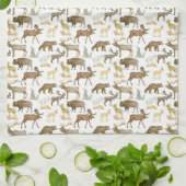 国立公園野生動物茶タオル キッチンタオル (折り畳み)