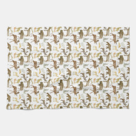 国立公園野生動物茶タオル キッチンタオル