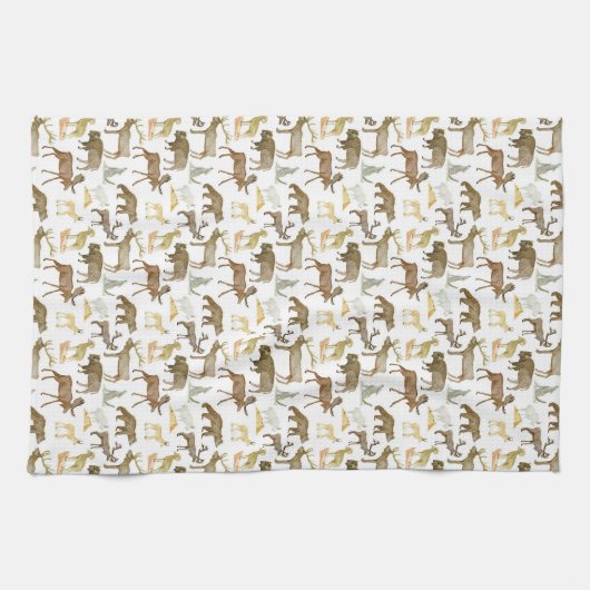 国立公園野生動物茶タオル キッチンタオル (横)
