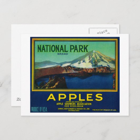国立公園Apple Crate LabelHood川、または ポストカード (正面/裏面)