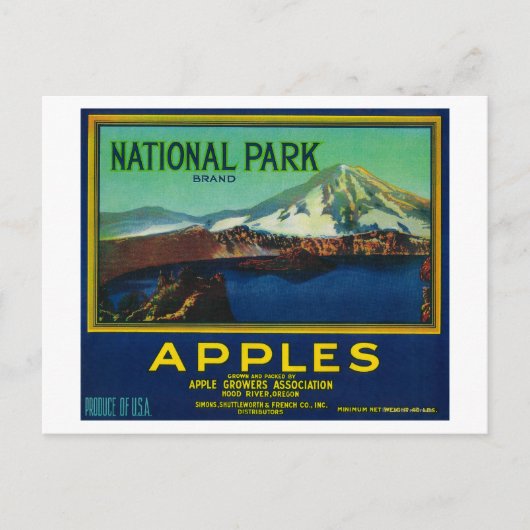 国立公園Apple Crate LabelHood川、または ポストカード (正面)