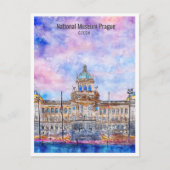 国立博物館プラハ旅行場水彩画 ポストカード (正面)