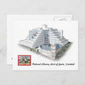 国立図書館、スペイン港、トリニダード・はがき ポストカード (正面/裏面)