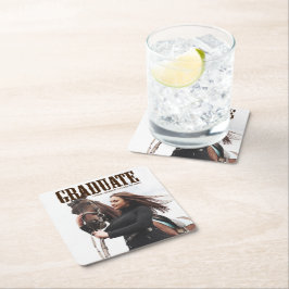 国立西洋大学院写真女性のカーボーイ卒業 スクエアペーパーコースター
