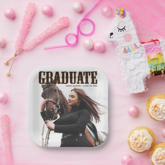 国立西洋大学院写真女性のカーボーイ卒業 ペーパープレート (パーティー)