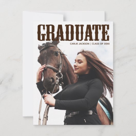 国立西洋大学院写真女性のカーボーイ卒業 案内状 (正面)