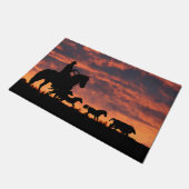 国素晴らし西部カウボーイと馬 ドアマット (アングル)