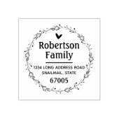 国素朴つる植物リースとハート差出人住所 ラバースタンプ (インプリント)