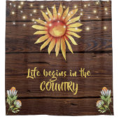 国素朴で木食が始まる シャワーカーテン (正面)