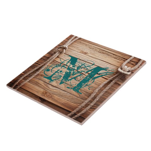 国素朴な木製ロープのモノグラムの表示タイル タイル (側面)