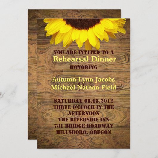 国素朴のカウボーイのリハ結婚ーサルディナー 招待状 (正面/裏面)