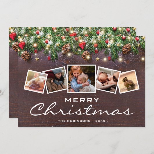 国素朴のクリスマスの休日の数々の写真 シーズンカード (正面/裏面)