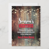 国素朴のクリスマスの光の雪の結晶グリーティング シーズンカード (正面)