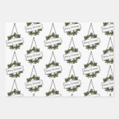 国素朴のクリスマスの雪の結晶ギフトラッピング ラッピングペーパーシート (正面3)