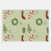 国素朴のクリスマスの雪の結晶ギフトラッピング ラッピングペーパーシート (正面2)