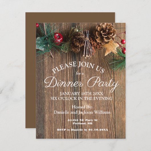 国素朴のクリスマスディナーパーティー 招待状 (正面/裏面)