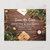 国素朴のクリスマス休暇の保存日付 案内ポストカード (正面)