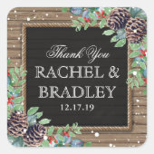 国素朴のクリスマス冬の結婚式 スクエアシール (正面)