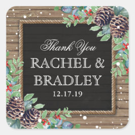 国素朴のクリスマス冬の結婚式 スクエアシール