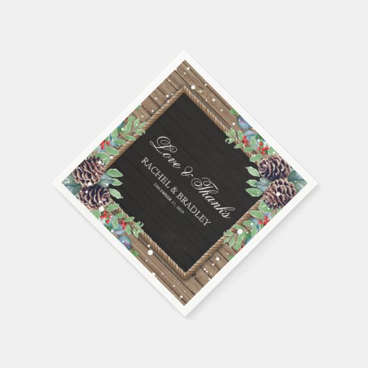 国素朴のクリスマス冬の結婚式 スタンダードカクテルナプキン (角)