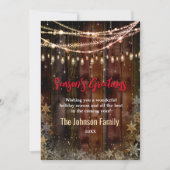 国素朴のクリスマス照明の雪の結晶パーティー シーズンカード (正面)