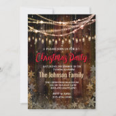 国素朴のクリスマス照明の雪の結晶パーティー シーズンカード (正面)