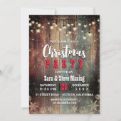 国素朴のクリスマス照明の雪の結晶パーティー 招待状 (正面)