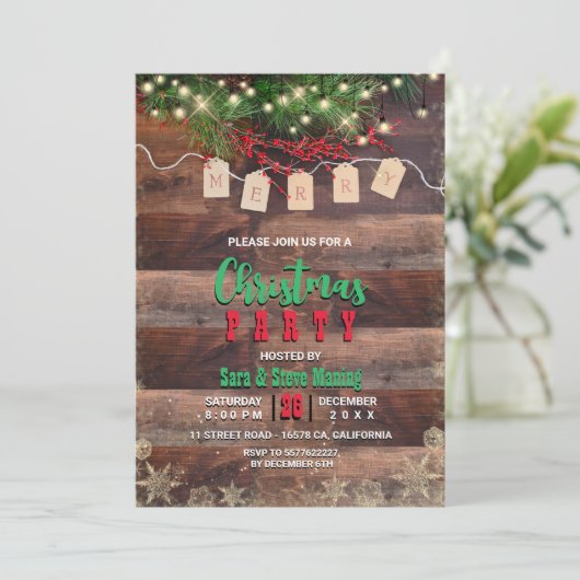 国素朴のクリスマス照明フローラパーティー 招待状 (スタンド正面)