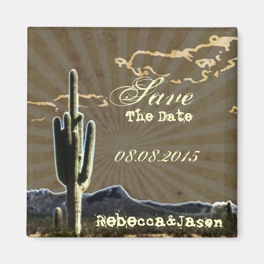 国素朴のサボテンの結婚式は日付を保存 マグネット (正面)