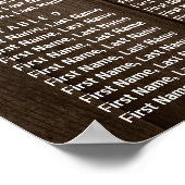 国素朴のシックなフローラの結婚シーティングチャート ポスター (角)