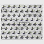 国素朴のシルエットベアと木の樺の木 ラッピングペーパー (フラット)