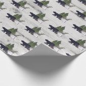 国素朴のシルエットベアと木の樺の木 ラッピングペーパー (角)