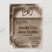 国素朴のダブルハート結婚式招待状 招待状 (正面/裏面)