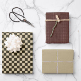 国素朴のチ初期のェック ラッピングペーパーシート