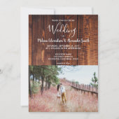 国素朴のバエレガントン木結婚写真 招待状 (正面)