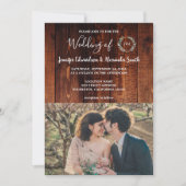 国素朴のバモノグラムのン木結婚写真 招待状 (正面)