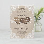 国素朴のバーラップレースのストリングラ結婚イト 招待状 (スタンド正面)