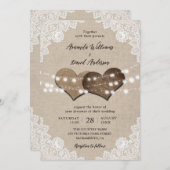 国素朴のバーラップレースのストリングラ結婚イト 招待状 (正面/裏面)