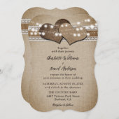 国素朴のバーラップレースのストリングラ結婚イト 招待状 (正面/裏面)