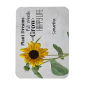 国素朴のヒマワリと植物が夢に浮かぶ幸せな生活 マグネット (縦)