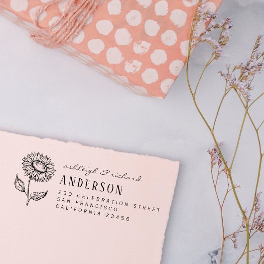 国素朴のヒマワリの名前と差出人住所 ラバースタンプ