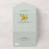 国素朴のヒマワリの水の色の結婚台本 オールインワン招待状 (外側)