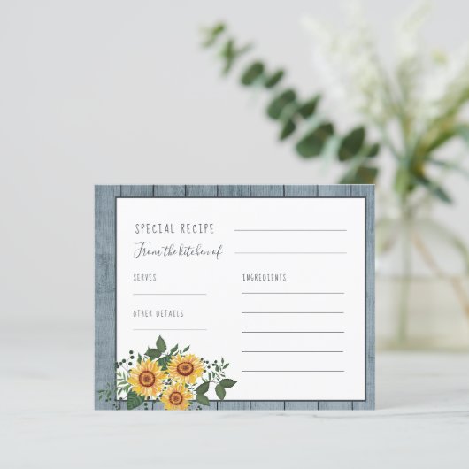 国素朴のヒマワリブライダルシャワーレシピカード (スタンド正面)
