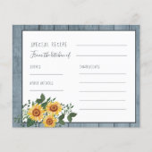 国素朴のヒマワリブライダルシャワーレシピカード (正面)